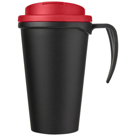 Americano® Grande 350 ml Isolierbecher mit auslaufsicherem Schraubverschluss, schwarz, rot bedrucken, Art.-Nr. 21042102 Americano® Grande 350 ml Isolierbecher mit auslaufsicherem Schraubverschluss, schwarz, rot bedrucken, Art.-Nr. 21042102