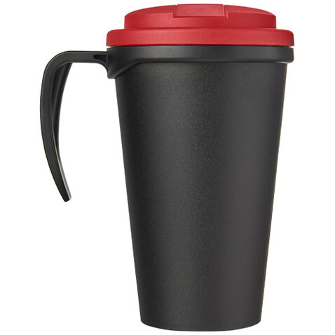 Americano® Grande 350 ml Isolierbecher mit auslaufsicherem Schraubverschluss, schwarz, rot bedrucken, Art.-Nr. 21042102 Americano® Grande 350 ml Isolierbecher mit auslaufsicherem Schraubverschluss, schwarz, rot bedrucken, Art.-Nr. 21042102