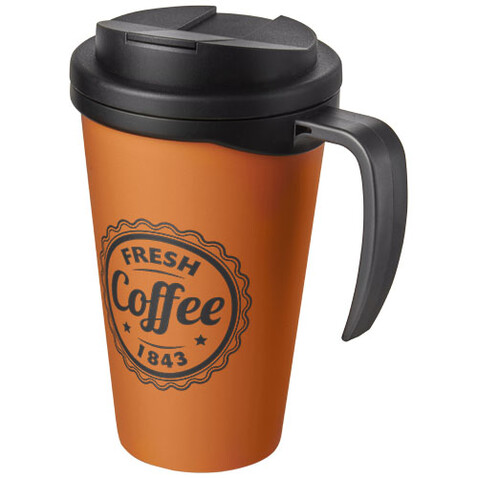 Americano® Grande 350 ml Isolierbecher mit auslaufsicherem Schraubverschluss, orange, schwarz bedrucken, Art.-Nr. 21042104 Americano® Grande 350 ml Isolierbecher mit auslaufsicherem Schraubverschluss, orange, schwarz bedrucken, Art.-Nr. 21042104