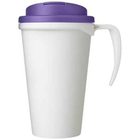 Americano® Grande 350 ml Isolierbecher mit auslaufsicherem Schraubverschluss, weiss, lila bedrucken, Art.-Nr. 21042110