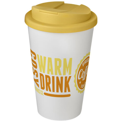 Americano® 350 ml Isolierbecher mit auslaufsicherem Schraubverschluss, weiss, gelb bedrucken, Art.-Nr. 21069513 Americano® 350 ml Isolierbecher mit auslaufsicherem Schraubverschluss, weiss, gelb bedrucken, Art.-Nr. 21069513