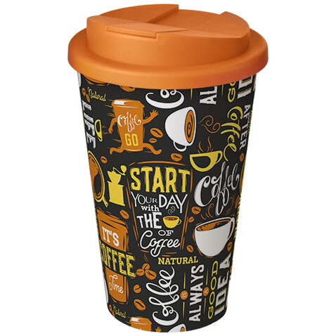 Brite-Americano® 350 ml Isolierbecher mit auslaufsicherem Schraubverschluss, weiss, orange bedrucken, Art.-Nr. 21069708 Brite-Americano® 350 ml Isolierbecher mit auslaufsicherem Schraubverschluss, weiss, orange bedrucken, Art.-Nr. 21069708