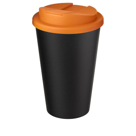 Americano® Eco 350 ml recycelter Becher mit auslaufsicherem Deckel, orange, schwarz bedrucken, Art.-Nr. 21042531 Americano® Eco 350 ml recycelter Becher mit auslaufsicherem Deckel, orange, schwarz bedrucken, Art.-Nr. 21042531