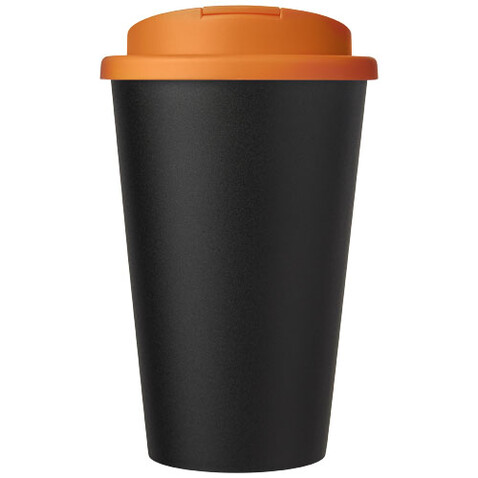 Americano® Eco 350 ml recycelter Becher mit auslaufsicherem Deckel, orange, schwarz bedrucken, Art.-Nr. 21042531 Americano® Eco 350 ml recycelter Becher mit auslaufsicherem Deckel, orange, schwarz bedrucken, Art.-Nr. 21042531