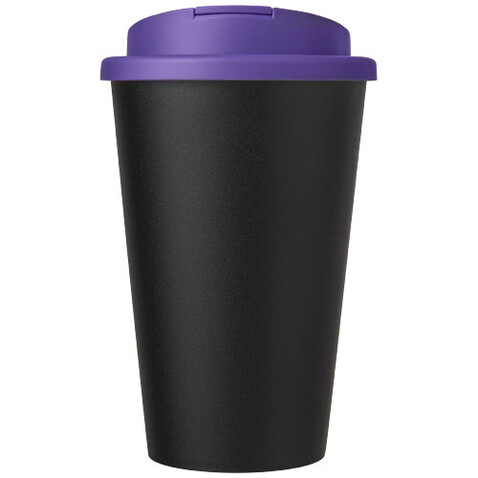 Americano® Eco 350 ml recycelter Becher mit auslaufsicherem Deckel, lila, schwarz bedrucken, Art.-Nr. 21042537