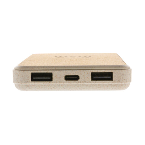 Kork und Weizen 8.000 mAh Wireless Powerbank khaki bedrucken, Art.-Nr. P322.219