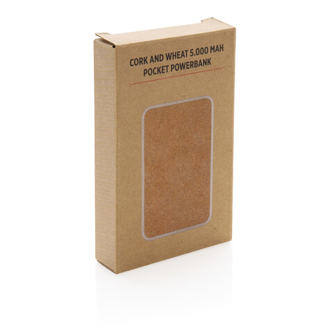 Kork und Weizen 5.000 mAh Pocket-Powerbank khaki bedrucken, Art.-Nr. P322.229