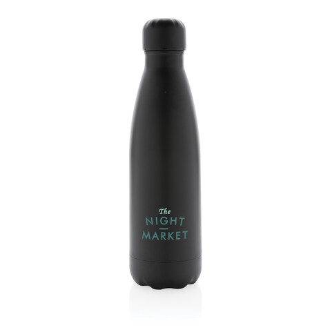 Einfarbige Vakuumisolierte Stainless Steel Flasche schwarz bedrucken, Art.-Nr. P436.461