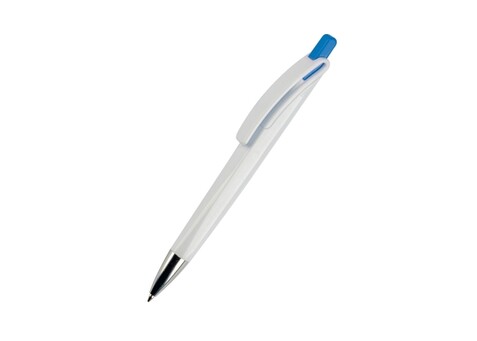 Kugelschreiber Riva Hardcolour - Weiss / Blau bedrucken, Art.-Nr. LT80835-N0111