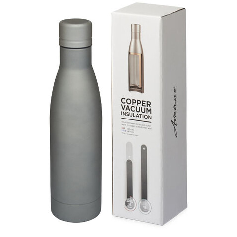 Vasa 500 ml Kupfer-Vakuum Isolierflasche, grau matt bedrucken, Art.-Nr. 10049482