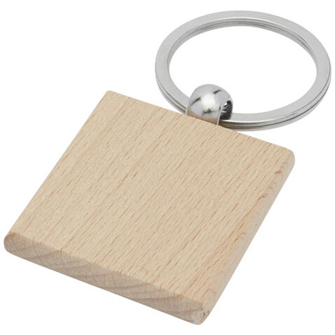 Gioia quadratischer Schlüsselanhänger aus Buchenholz, natur bedrucken, Art.-Nr. 11812171