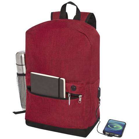 Hoss 15,6&quot; Business Laptop-Rucksack 16L, heather dunkelrot bedrucken, Art.-Nr. 12051102