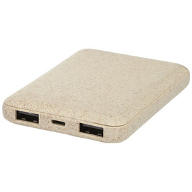 Asama 5000 mAh Powerbank aus Weizenstroh, beige bedrucken, Art.-Nr. 12413702