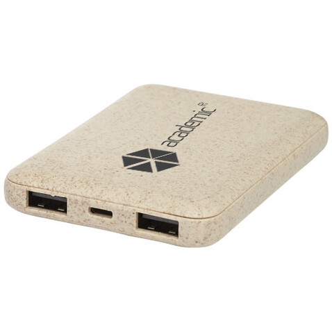 Asama 5000 mAh Powerbank aus Weizenstroh, beige bedrucken, Art.-Nr. 12413702