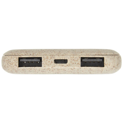 Asama 5000 mAh Powerbank aus Weizenstroh, beige bedrucken, Art.-Nr. 12413702