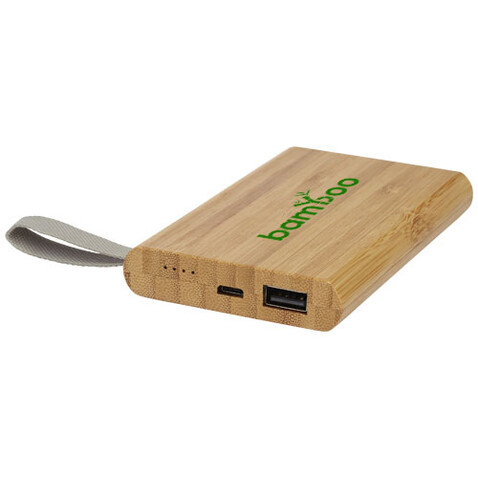 Tulda 5000 mAh Powerbank aus Bambus, natur bedrucken, Art.-Nr. 12414571