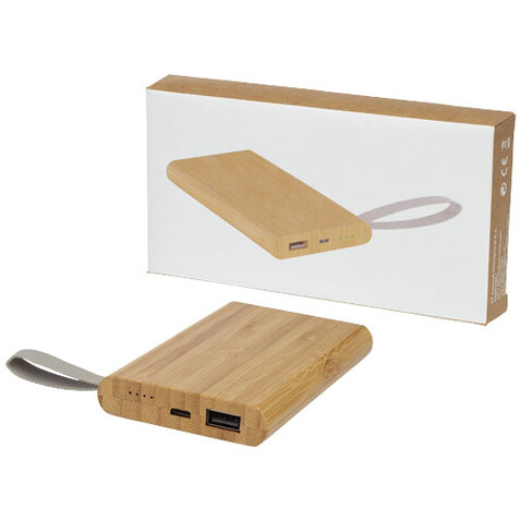 Tulda 5000 mAh Powerbank aus Bambus, natur bedrucken, Art.-Nr. 12414571