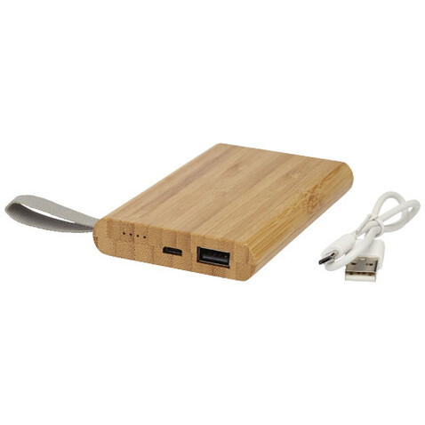 Tulda 5000 mAh Powerbank aus Bambus, natur bedrucken, Art.-Nr. 12414571