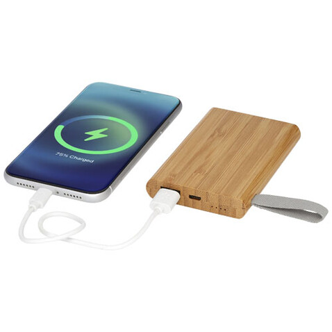 Tulda 5000 mAh Powerbank aus Bambus, natur bedrucken, Art.-Nr. 12414571