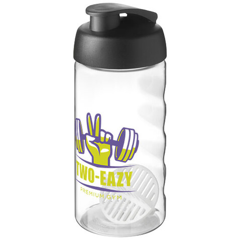 H2O Active® Bop 500 ml Shakerflasche, schwarz, transparent bedrucken, Art.-Nr. 21070490