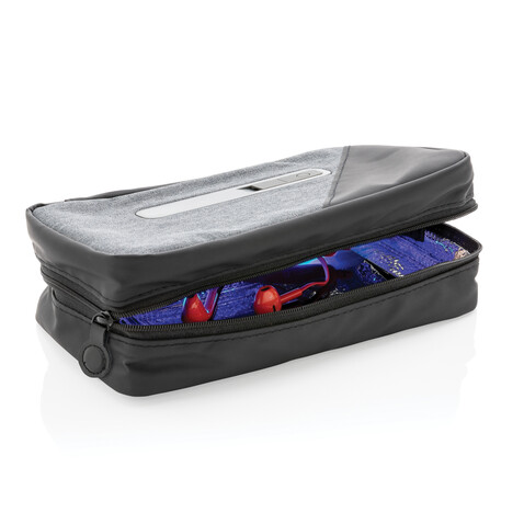 Tragbare UV-C-Sterilisationstasche mit integriertem Akku grau bedrucken, Art.-Nr. P820.222