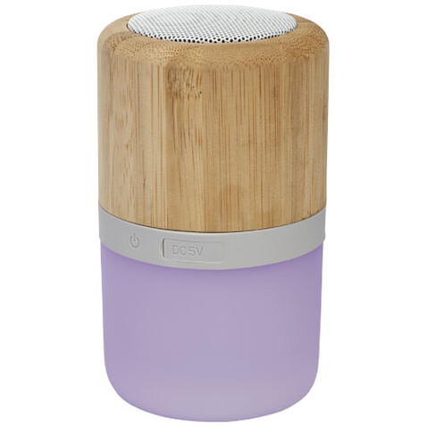 Aurea Bluetooth® Lautsprecher aus Bambus mit Licht, natur bedrucken, Art.-Nr. 12415171