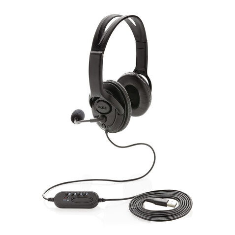Over-Ear Headset mit Kabel schwarz bedrucken, Art.-Nr. P329.151