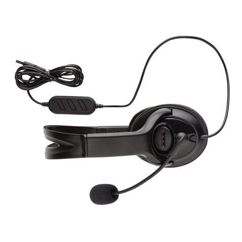 Over-Ear Headset mit Kabel schwarz bedrucken, Art.-Nr. P329.151