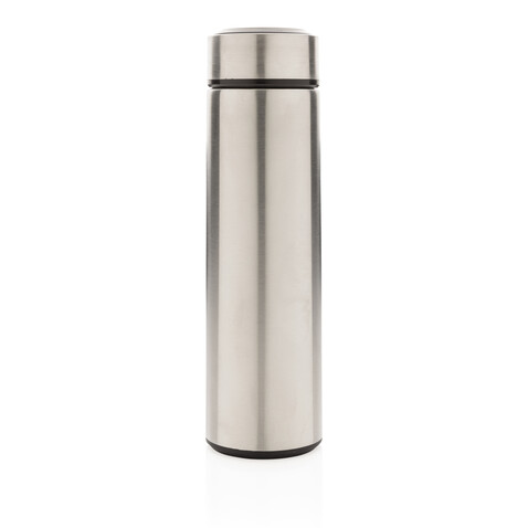 Vakuum Stainless Steel Flasche mit gebürstetem Metalldeckel silber bedrucken, Art.-Nr. P433.392