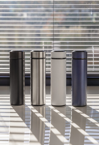 Vakuum Stainless Steel Flasche mit gebürstetem Metalldeckel silber bedrucken, Art.-Nr. P433.392