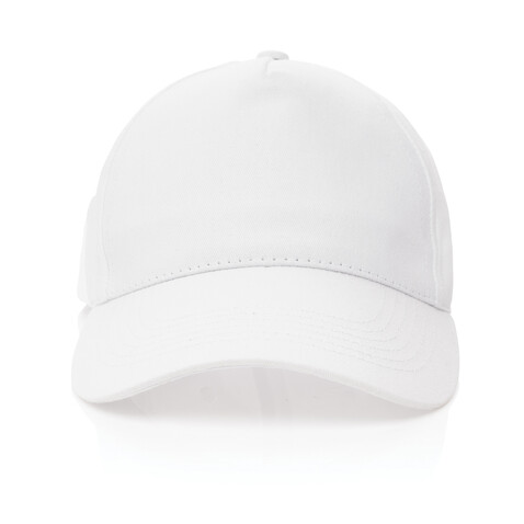 Impact 5 Panel Kappe aus 190gr rCotton mit AWARE™ Tracer weiß bedrucken, Art.-Nr. P453.333
