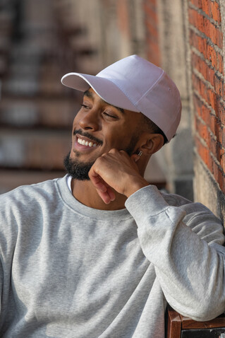 Impact 5 Panel Kappe aus 190gr rCotton mit AWARE™ Tracer weiß bedrucken, Art.-Nr. P453.333