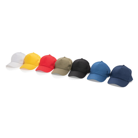 Impact 5 Panel Kappe aus 190gr rCotton mit AWARE™ Tracer blau bedrucken, Art.-Nr. P453.335