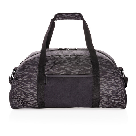 AWARE™ reflektierende RPET Wochenendtasche schwarz bedrucken, Art.-Nr. P707.081