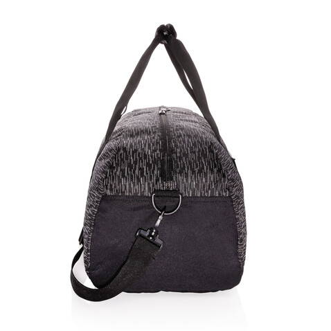 AWARE™ reflektierende RPET Wochenendtasche schwarz bedrucken, Art.-Nr. P707.081