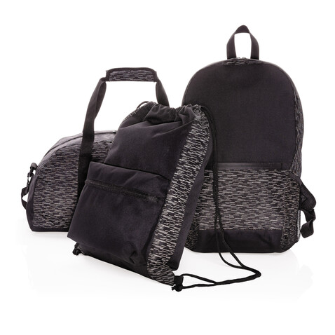 AWARE™ reflektierende RPET Wochenendtasche schwarz bedrucken, Art.-Nr. P707.081