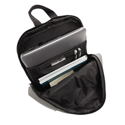 Schicker PU 15.6&quot; Laptop-Rucksack grau bedrucken, Art.-Nr. P762.572