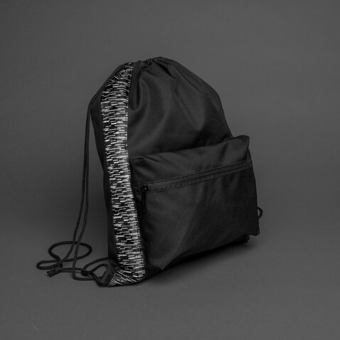 AWARE™ reflektierender RPET Sportbeutel schwarz bedrucken, Art.-Nr. P762.591