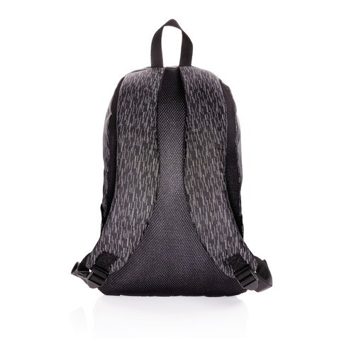 Reflektierender RPET Laptop-Rucksack mit AWARE™ Tracer schwarz bedrucken, Art.-Nr. P762.601