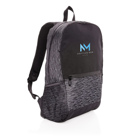 Reflektierender RPET Laptop-Rucksack mit AWARE™ Tracer schwarz bedrucken, Art.-Nr. P762.601