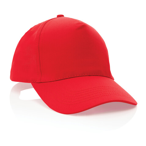 Impact 5 Panel Kappe aus 190gr rCotton mit AWARE™ Tracer rot bedrucken, Art.-Nr. P453.334
