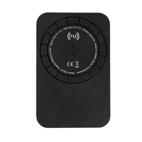 Magnetische 5.000 mAh Wireless Powerbank schwarz bedrucken, Art.-Nr. P322.281