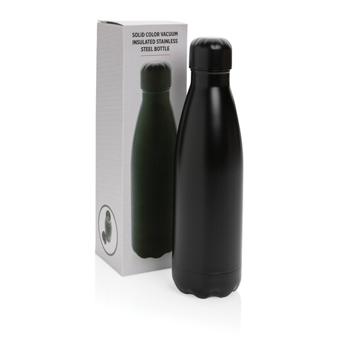 Einfarbige Vakuumisolierte Stainless Steel Flasche schwarz bedrucken, Art.-Nr. P436.461
