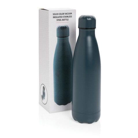 Einfarbige Vakuumisolierte Stainless Steel Flasche blau bedrucken, Art.-Nr. P436.465