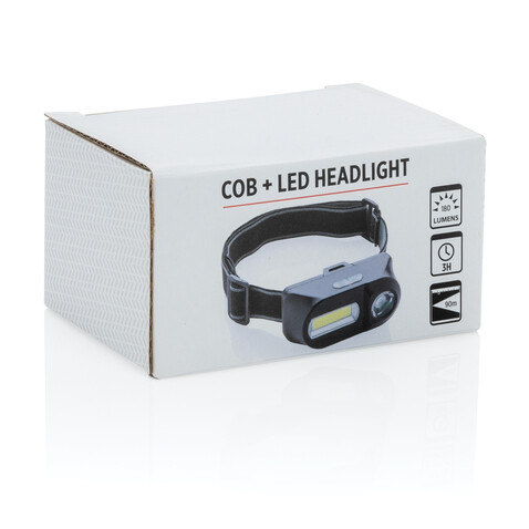 COB und LED Stirnlampe schwarz bedrucken, Art.-Nr. P518.041