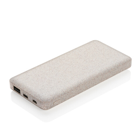 10.000 mAh Weizenstroh Powerbank khaki bedrucken, Art.-Nr. P322.299