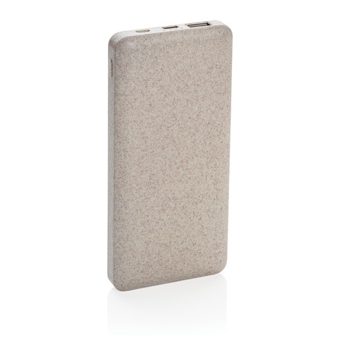 10.000 mAh Weizenstroh Powerbank khaki bedrucken, Art.-Nr. P322.299