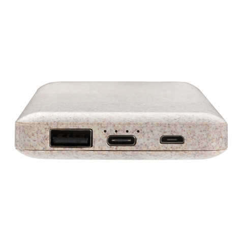 10.000 mAh Weizenstroh Powerbank khaki bedrucken, Art.-Nr. P322.299