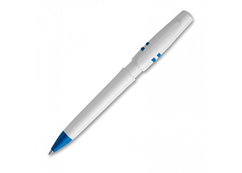 Kugelschreiber Nora hardcolour - Weiss / Blau bedrucken, Art.-Nr. LT80904-N0111