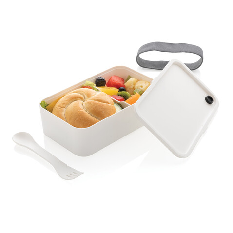 PP Lunchbox mit Göffel weiß bedrucken, Art.-Nr. P269.593